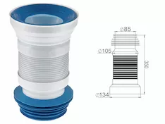 Гофра для унитаза, армированная 350 мм, AV Engineering