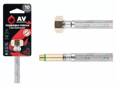 Подводка гибкая, ПВХ, иголка м10 длинная - гайка 1/2" 60 см AV Engineering