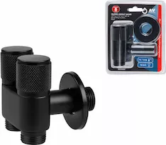 Кран вентильный угловой 1/2" нар. Х 1/2" нар. Х 1/2" нар. установочный черный, AV Engineering