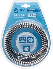 Шланг душевой, PVC, 1/2" г-г 175 см, хром-черн., AV Engineering