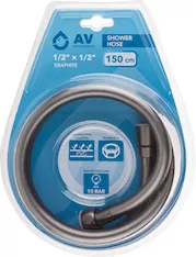 Шланг душевой, PVC, 1/2" г-г 150 см, графит, AV Engineering