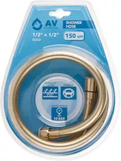 Шланг душевой, PVC, 1/2" г-г 150 см, золото, AV Engineering