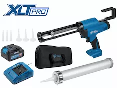 Аккум. пистолет для герметика BULL CG 1860 SET(1х4), сумка, 300/600 мл, 2500 Н, 8,3 мм/с, рег. скор.