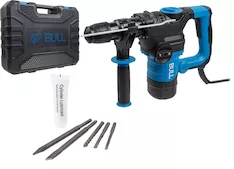 Перфоратор BULL BH 3202 в чем. 1500 Вт, 6,5 Дж, 32 мм, 2 реж. + 2 зуб., 3 сверла, SDS-plus