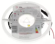 Лента светодиодная ЭРА LS3528-60LED-IP20-WW, теплый белый свет, 5м, 4,8 Вт/м