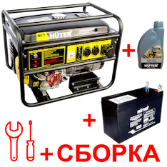 Бензиновый генератор HUTER 8000FSX + масло, аккумулятор и сборка