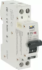 Автоматический выключатель дифференциального тока IEK B06S 1P+NP B25 30мА тип AC 18мм AR-B06S-1N-B25C030