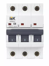 Автоматический выключатель IEK M06N 3P C 6А AR-M06N-3-C006