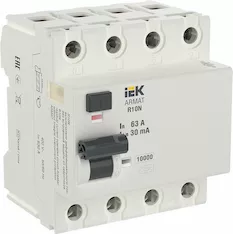 Выключатель дифференциального тока IEK ARMAT R10N 4P 63А 30мА тип A AR-R10N-4-063A030