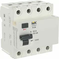 Выключатель дифференциального тока IEK R10N 4P 63А 30мА AR-R10N-4-063C030