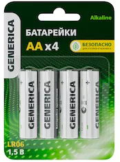 Батарейка щелочная Alkaline LR06/AA GENERICA ABT-LR06-ST-L04-G