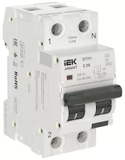 ARMAT Автоматический выключатель дифференциального тока B10N 1PNP C20 30мА тип A (36мм) IEK AR-B10N-1N-C020A030