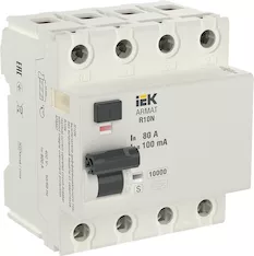 ARMAT Выключатель дифференциального тока R10N 4P 80А 100мА тип A-S IEK AR-R10N-4-080AS100