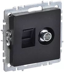Розетка двойная IEK BRITE TVRJ45 кат.5E РТВ/РК12-БрЧ BR-AK20-1-K02 