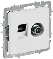 BRITE Розетка двойная TVRJ45 кат.5E РТВ/РК12-БрАБ арктический белый IEK BR-AK20-1-K91