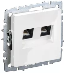 BRITE Розетка компьютерная двойная RJ45 кат.6 РК11-2-БрБ белый IEK BR-K20-2-K01