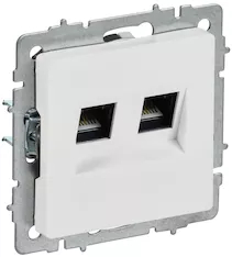 BRITE Розетка компьютерная двойная RJ45 кат.6 РК11-2-БрАБ арктический белый IEK BR-K20-2-K91