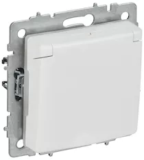 BRITE Розетка 1-местная с заземлением с защитными шторками и крышкой 16А IP44 РСбш10-3-44-БрАБ арктический белый IEK BR-R16-16-44-K91