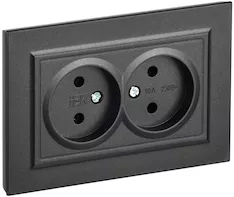 Розетка 2-местная IEK BRITE 10А в сб. РС12-2-БрЧ BR-R20-10-K02-F 