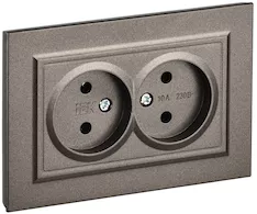 Розетка 2-местная IEK BRITE 10А в сб. РС12-2-БрТБ BR-R20-10-K45-F 
