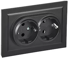 Розетка 2-местная IEK BRITE 16А в сб. РС12-3-БрЧ BR-R21-16-K02-F 