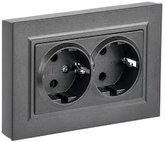 Розетка 2-местная IEK BRITE 16А в сб. РС12-3-БрТБ BR-R21-16-K45-F 