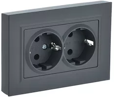 Розетка 2-местная IEK BRITE 16А в сб. РС12-3-БрГ BR-R21-16-K53-F 