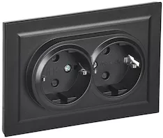 Розетка 2-местная IEK BRITE 16А в сб. РСш12-3-БрЧ BR-R24-16-K02-F 