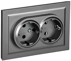 Розетка 2-местная IEK BRITE 16А в сб. РСш12-3-БрС BR-R24-16-K46-F 