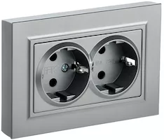 Розетка 2-местная IEK BRITE 16А в сб. РСш12-3-БрА BR-R24-16-K47-F 