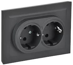 Розетка 2-местная IEK BRITE 16А в сб. РСш12-3-БрГ BR-R24-16-K53-F 
