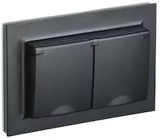 Розетка 2-местная IEK BRITE 16А в сб. IP44 РСбш12-3-44-БрЧ BR-R26-16-44-K02-F 