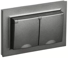 Розетка 2-местная IEK BRITE 16А в сб. IP44 РСбш12-3-44-БрТБ BR-R26-16-44-K45-F 