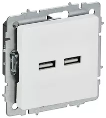 BRITE Розетка USB AA 5В 3,1А РЮ10-1-БрАБ арктический белый IEK BR-U21-D31-K91