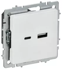 BRITE Розетка USB AC 18Вт РЮ11-1-БрАБ арктический белый IEK BR-U22-018-K91