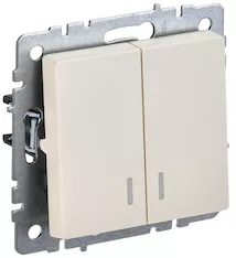 Выключатель 2-клавишный с индикацией IEK BRITE 10А ВС10-2-1-БрКр BR-V20-1-10-K10 