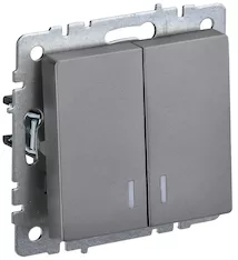 Выключатель 2-клавишный с индикацией IEK BRITE 10А ВС10-2-1-БрС BR-V20-1-10-K46 