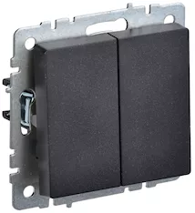 Выключатель 2-клавишный проходной IEK BRITE 10А ВС10-2-6-БрЧ BR-V22-0-10-K02 