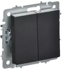 BRITE Выключатель 2-клавишный перекрестный 10А ВС10-2-3-БрЧ черный IEK BR-V23-0-10-K02