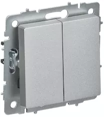 BRITE Выключатель 2-клавишный перекрестный 10А ВС10-2-3-БрА алюминий IEK BR-V23-0-10-K47