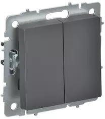 BRITE Выключатель 2-клавишный перекрестный 10А ВС10-2-3-БрГ графит IEK BR-V23-0-10-K53