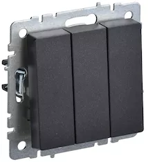 Выключатель 3-клавишный IEK BRITE 10А ВС10-3-0-БрЧ BR-V30-0-10-K02 
