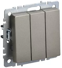 Выключатель 3-клавишный IEK BRITE 10А ВС10-3-0-БрШ BR-V30-0-10-K37 