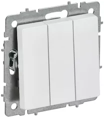 BRITE Выключатель 3-клавишный 10А ВС10-3-0-БрАБ арктический белый IEK BR-V30-0-10-K91