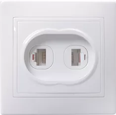 Розетка 2-местная IEK KVARTA RJ11RJ45 кат.5е РК/Т12-КБ