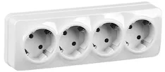 Розетка 4-местная IEK GLORY 16А РС24-3-ХБ ERH41-K01-16 