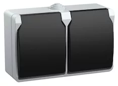 Розетка 2-местная IEK FORS 16А IP54 РСб22-3-ФСр ERS22-K03-16-54-DC 