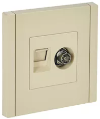 FORTE&amp;PIANO Розетка двойная TVRJ45 кат.6 FP437 ваниль IEK FP-AK20-2-K10