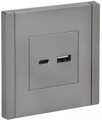 FORTE&amp;PIANO Розетка USB AC 18Вт FP551 сталь IEK FP-U22-018-K46