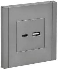 FORTE&amp;PIANO Розетка USB AC 3,1А FP550 сталь IEK FP-U22-D31-K46